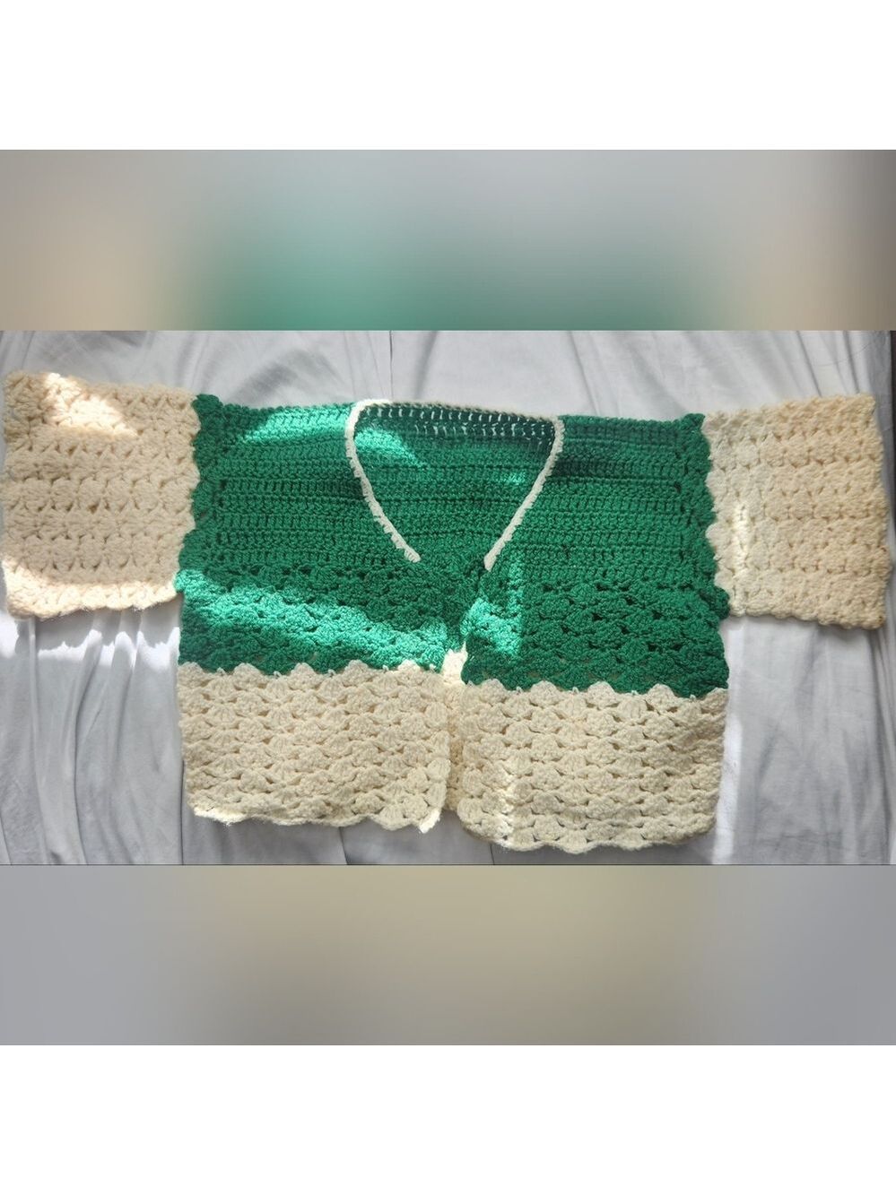 NWOT Vintage Unisex Handmade Crocheted Baby Cardigan